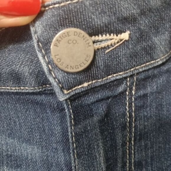 Paige Hoxton Side Stripes Raw hem Ankle Jeans Size 29 in Blue Color - Picture 7 of 16